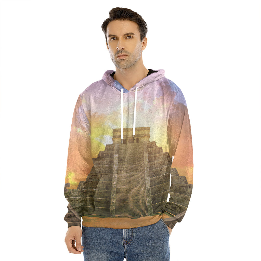 Mayan Civilization Print Men's Velvet Pullover Hoodie