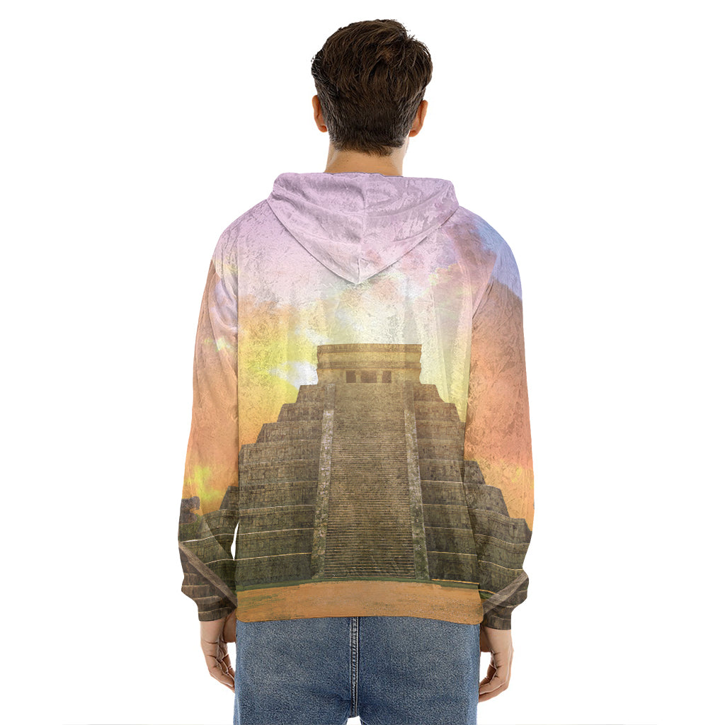 Mayan Civilization Print Men's Velvet Pullover Hoodie