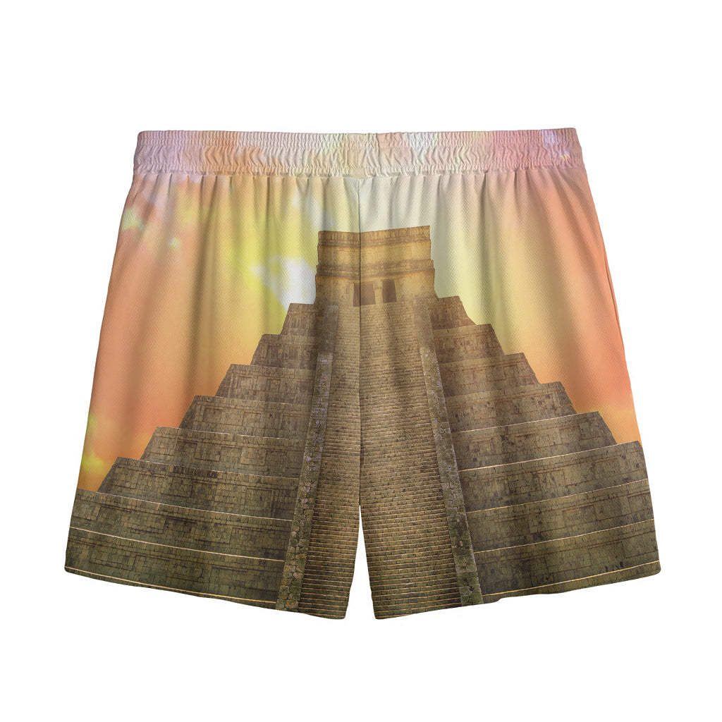 Mayan Civilization Print Mesh Shorts