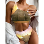 Mayan Civilization Print One Shoulder Bikini Top
