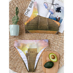 Mayan Civilization Print One Shoulder Bikini Top