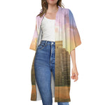 Mayan Civilization Print Open Front Beach Cover Up