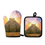 Mayan Civilization Print Oven Mitt And Pot Holder Set