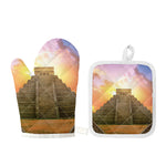 Mayan Civilization Print Oven Mitt And Pot Holder Set