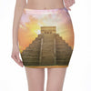 Mayan Civilization Print Pencil Mini Skirt