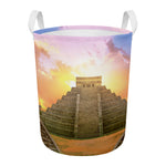 Mayan Civilization Print Round Laundry Basket