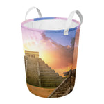 Mayan Civilization Print Round Laundry Basket