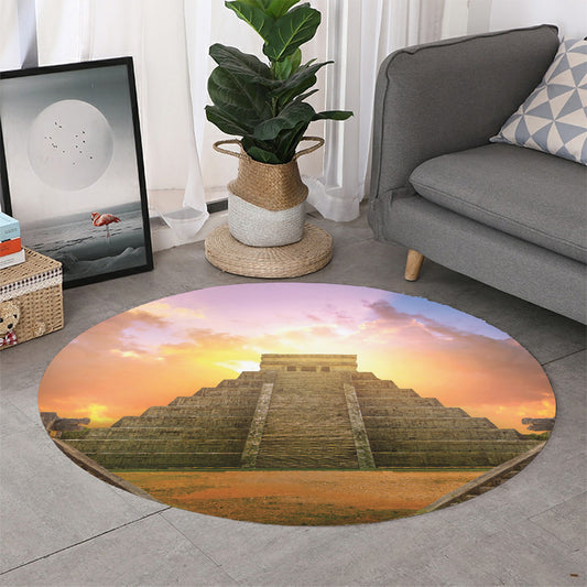 Mayan Civilization Print Round Rug