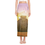 Mayan Civilization Print Side Slit Maxi Skirt