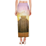Mayan Civilization Print Side Slit Maxi Skirt