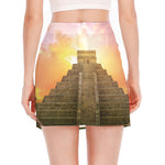 Mayan Civilization Print Side Slit Mini Skirt