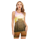 Mayan Civilization Print Sleeveless One Piece Swimsuit