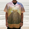 Mayan Civilization Print Textured Short Sleeve Shirt