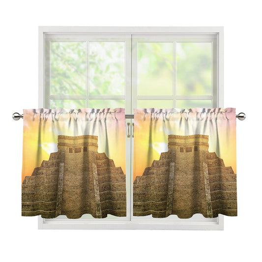 Mayan Civilization Print Tier Curtains