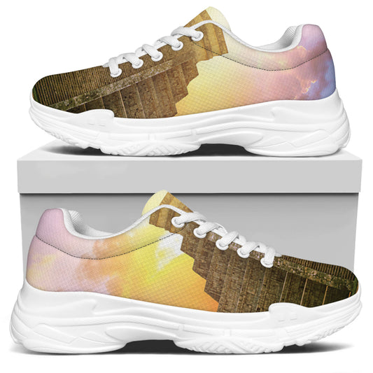 Mayan Civilization Print White Chunky Shoes
