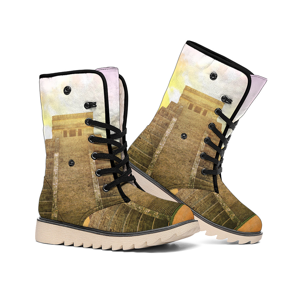 Mayan Civilization Print Winter Boots