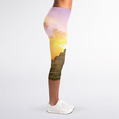 Mayan Civilization Print Women's Capri Leggings