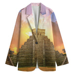 Mayan Civilization Print Women's Cotton Blazer