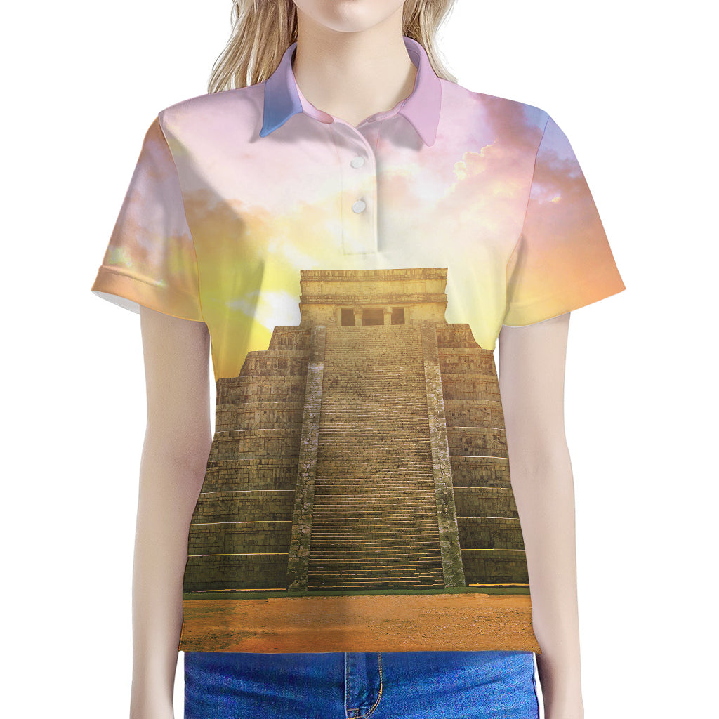 Mayan Civilization Print Women's Polo Shirt
