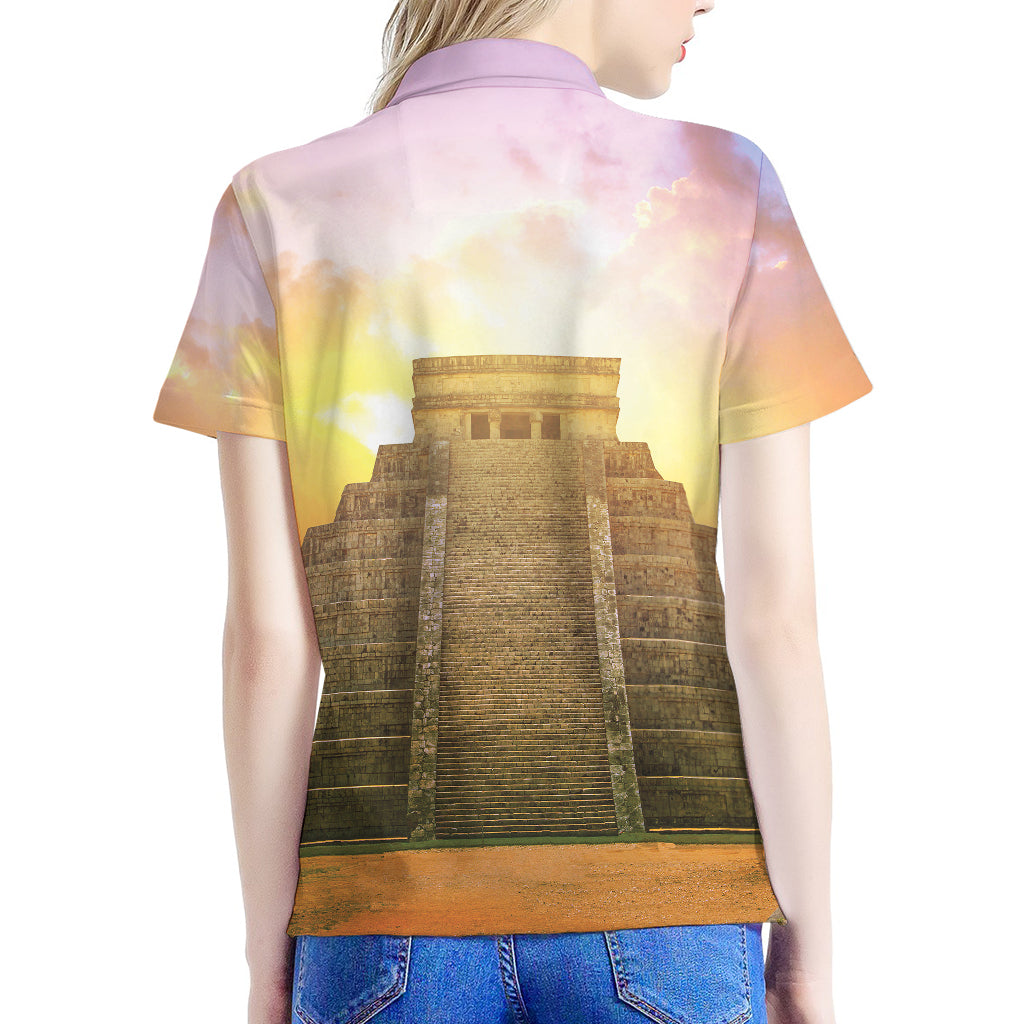 Mayan Civilization Print Women's Polo Shirt