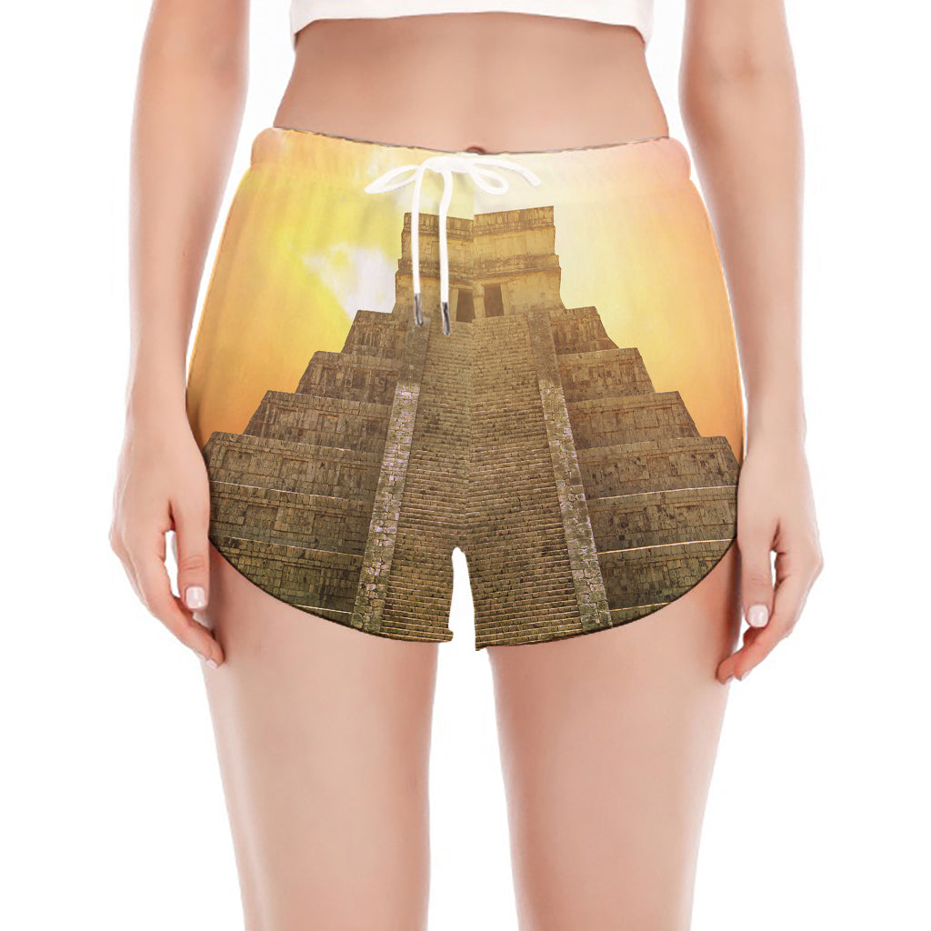 Mayan Civilization Print Women's Split Running Shorts