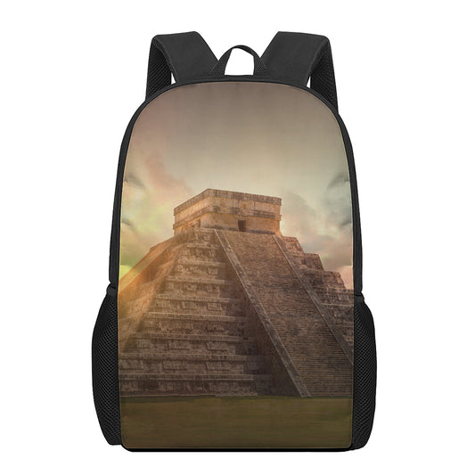 Mayan Pyramid Print 17 Inch Backpack