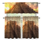 Mayan Pyramid Print 3 Piece Kitchen Curtains