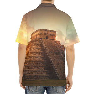 Mayan Pyramid Print Aloha Shirt