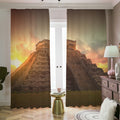 Mayan Pyramid Print Dimout Pencil Pleat Curtains