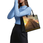 Mayan Pyramid Print Canvas Tote Bag