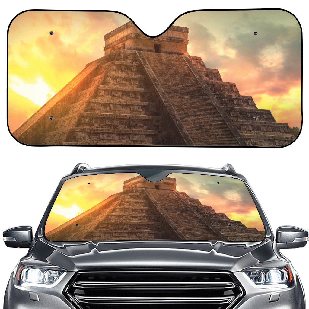 Mayan Pyramid Print Car Windshield Sun Shade