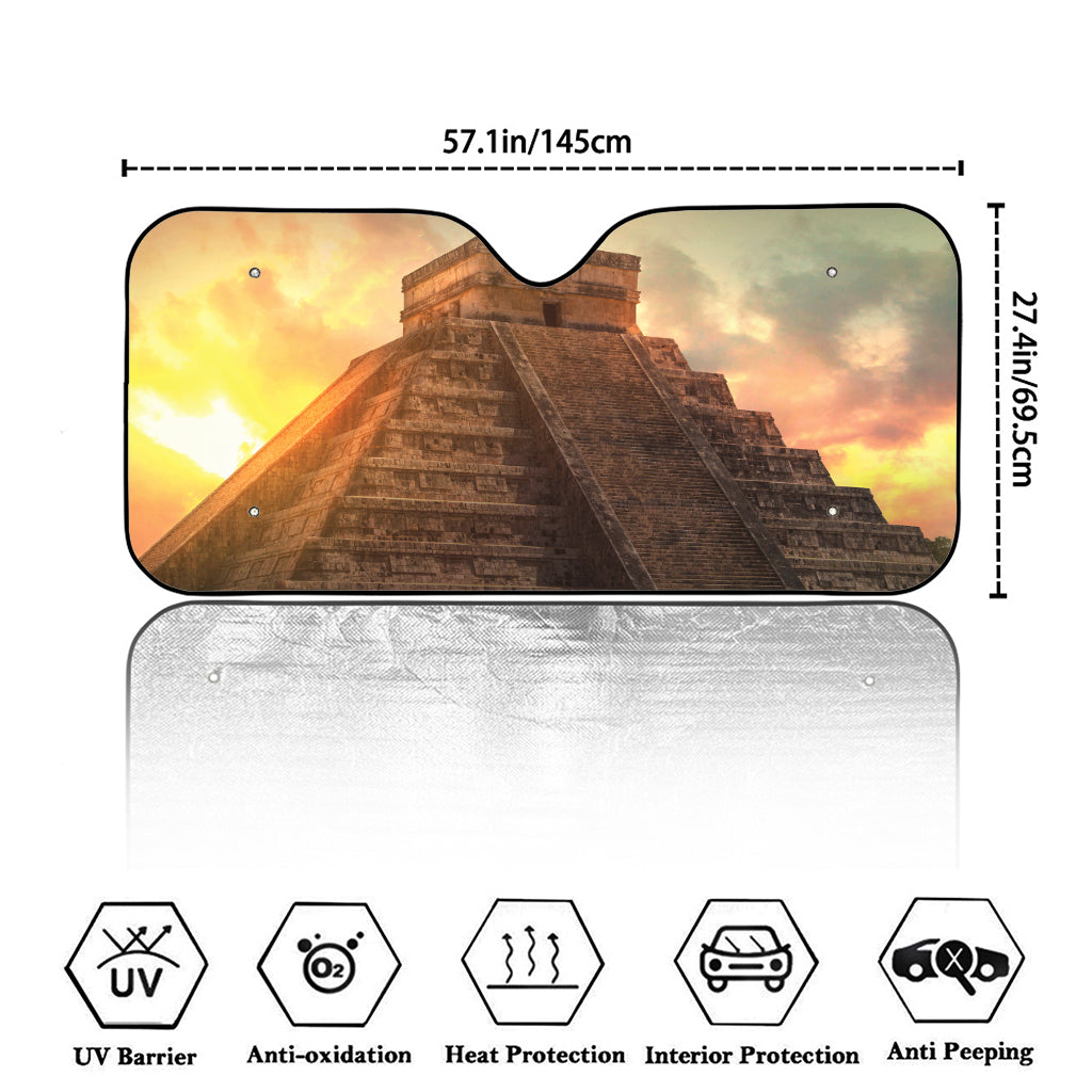 Mayan Pyramid Print Car Windshield Sun Shade