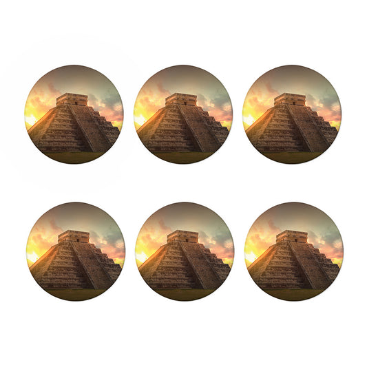 Mayan Pyramid Print Coaster Set