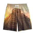 Mayan Pyramid Print Cotton Shorts