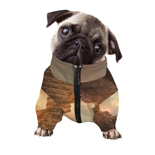 Mayan Pyramid Print Dog Zip Up Jacket