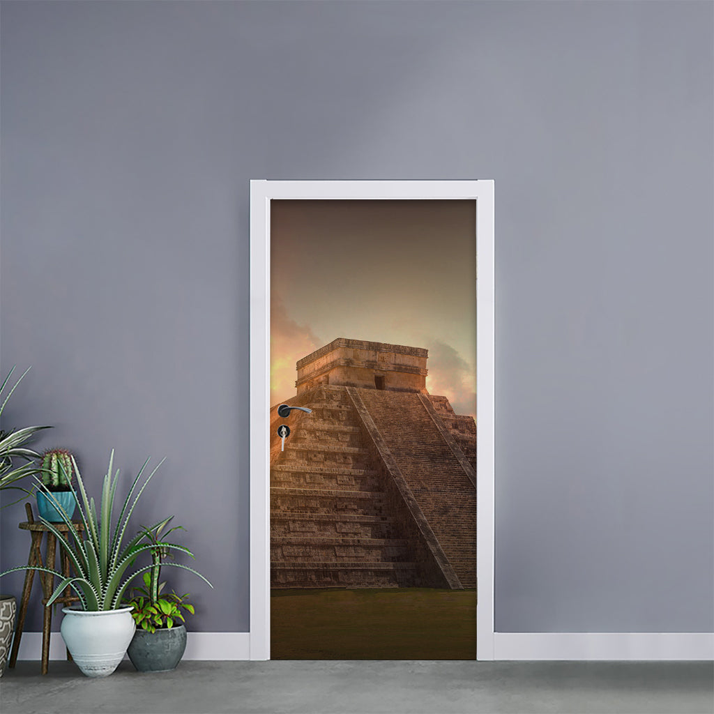 Mayan Pyramid Print Door Sticker