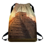 Mayan Pyramid Print Drawstring Backpack