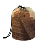 Mayan Pyramid Print Drawstring Makeup Bag