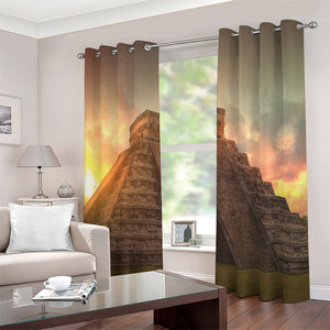 Mayan Pyramid Print Extra Wide Grommet Curtains