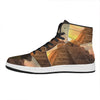 Mayan Pyramid Print High Top Leather Sneakers