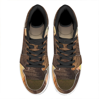 Mayan Pyramid Print High Top Leather Sneakers