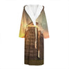 Mayan Pyramid Print Hooded Bathrobe