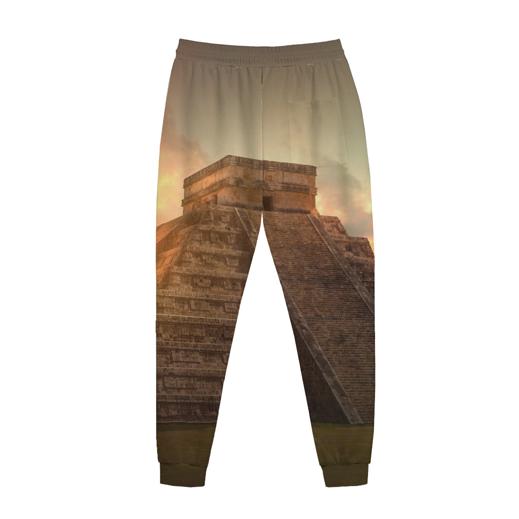 Mayan Pyramid Print Jogger Pants
