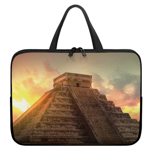 Mayan Pyramid Print Laptop Sleeve With Handle