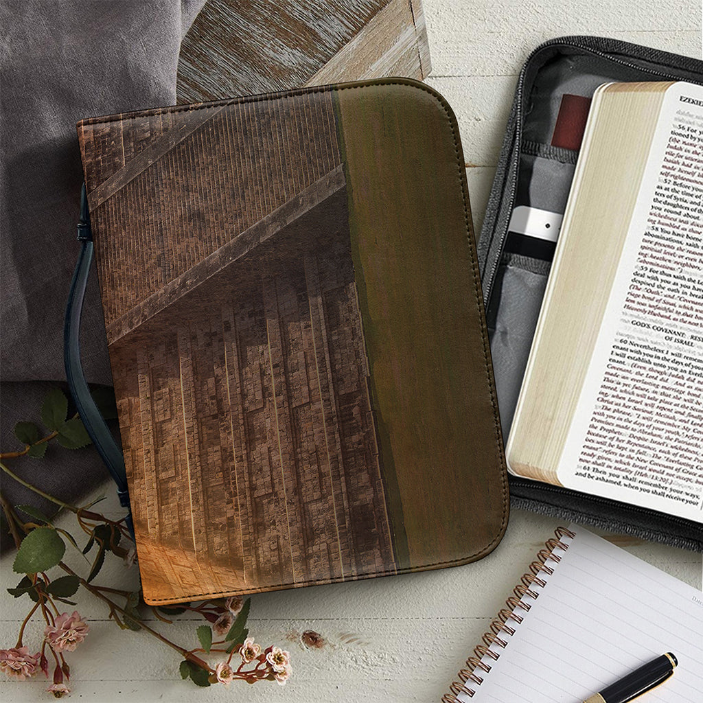 Mayan Pyramid Print Leather Bible Cover