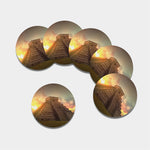 Mayan Pyramid Print Leather Coaster Set