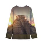 Mayan Pyramid Print Long Sleeve Short Coat