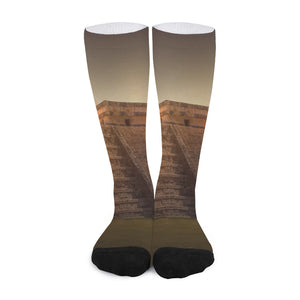 Mayan Pyramid Print Long Socks