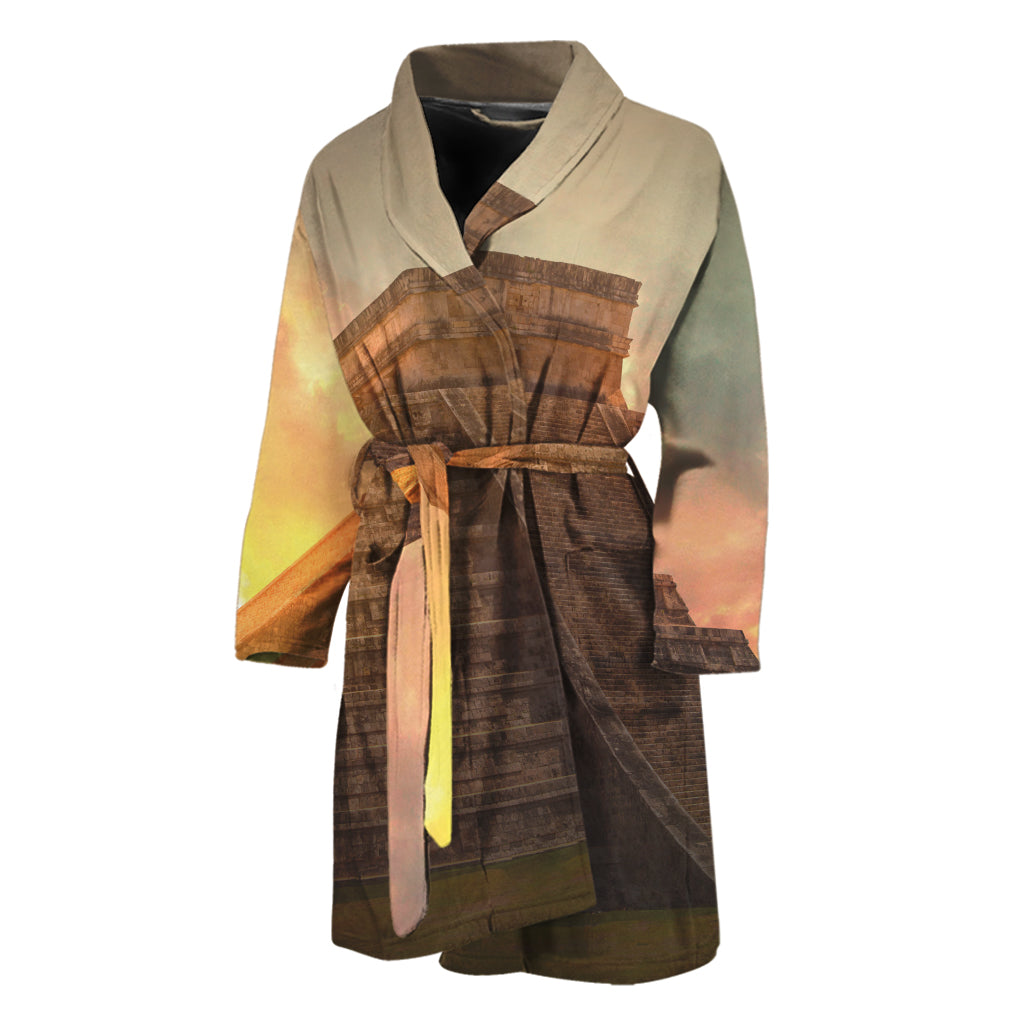 Mayan Pyramid Print Men's Bathrobe