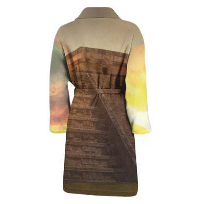 Mayan Pyramid Print Men's Bathrobe